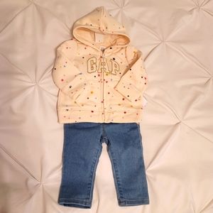 GAP hoodie and jeggings 6 months